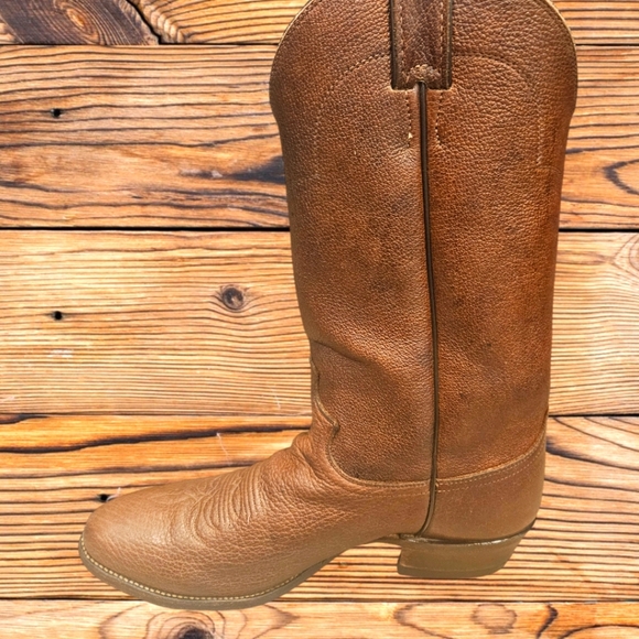Justin Men's Full Brown Buffalo Skin  Cowboy,  Western Boot. SIZE 10 D - Picture 3 of 12